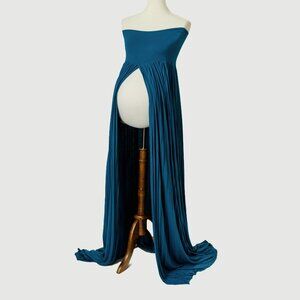 Blue/Teal Split front Maternity Gown